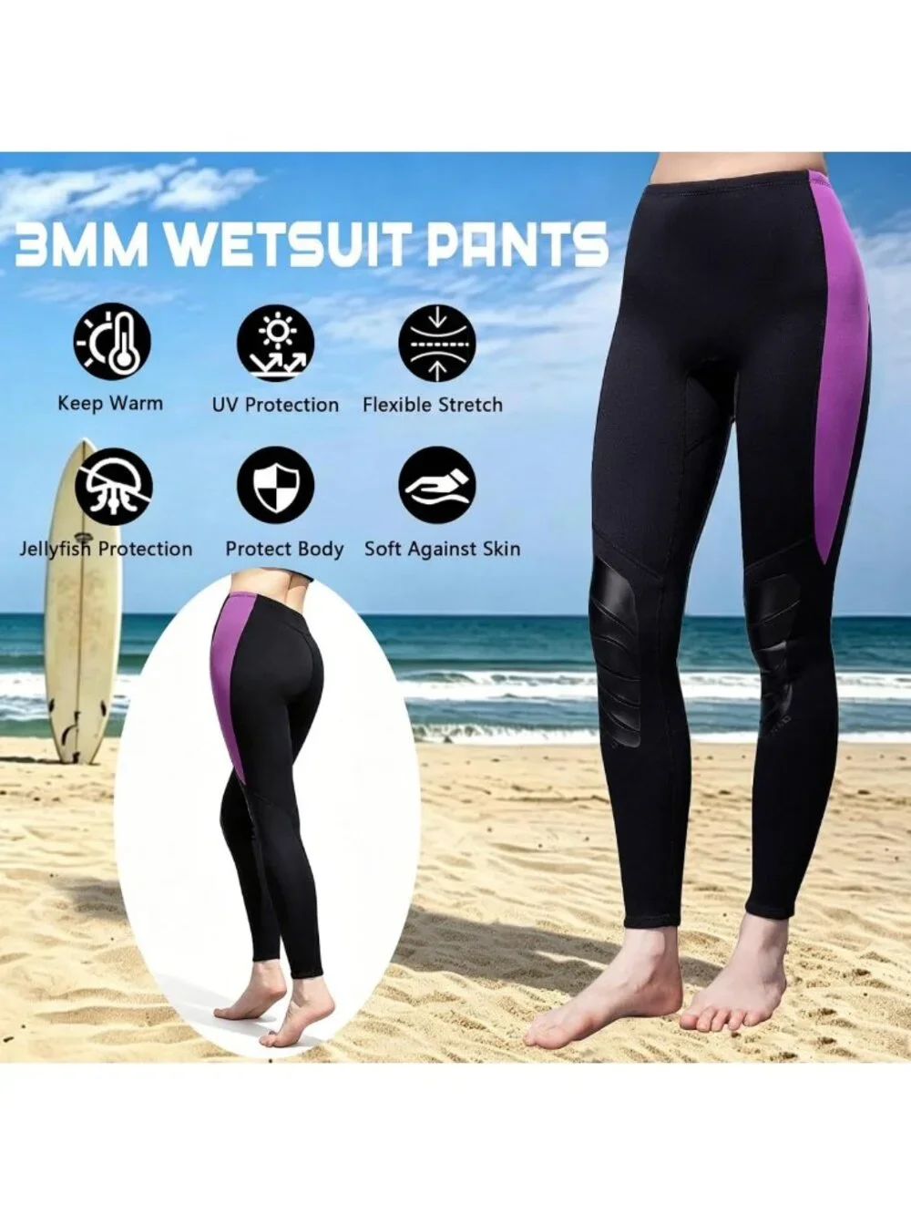 3MM Neoprene Wetsuit Pants for Men & Women - Thermal Swim Leggings for Diving